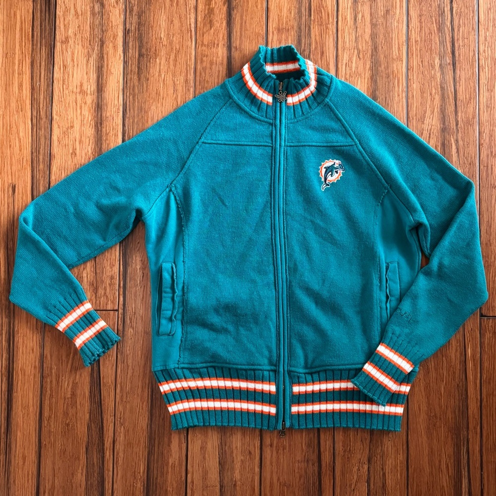 Miami Dolphins NFL Football Team Sweater Touch by Alyssa Milano Zip Women XL EUC